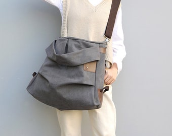 Canvas Tote Handbag Shoulder Bucket Bag Vintage Crossbody Purses For Men & Women Zipper