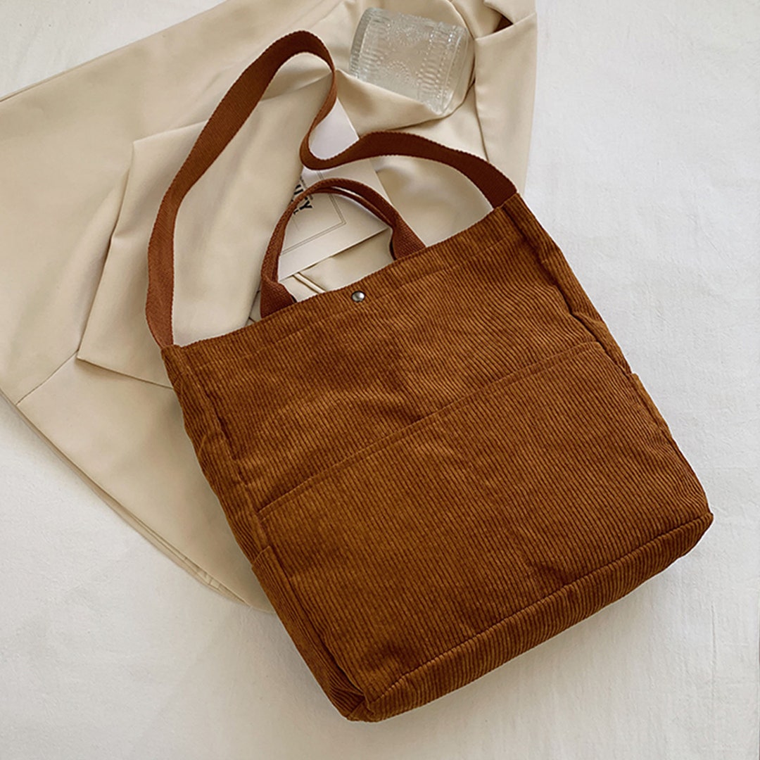 Aubrey Corduroy Tote Bag For Women Soft Texture With Roomy Interior And Side Pocket main image 1