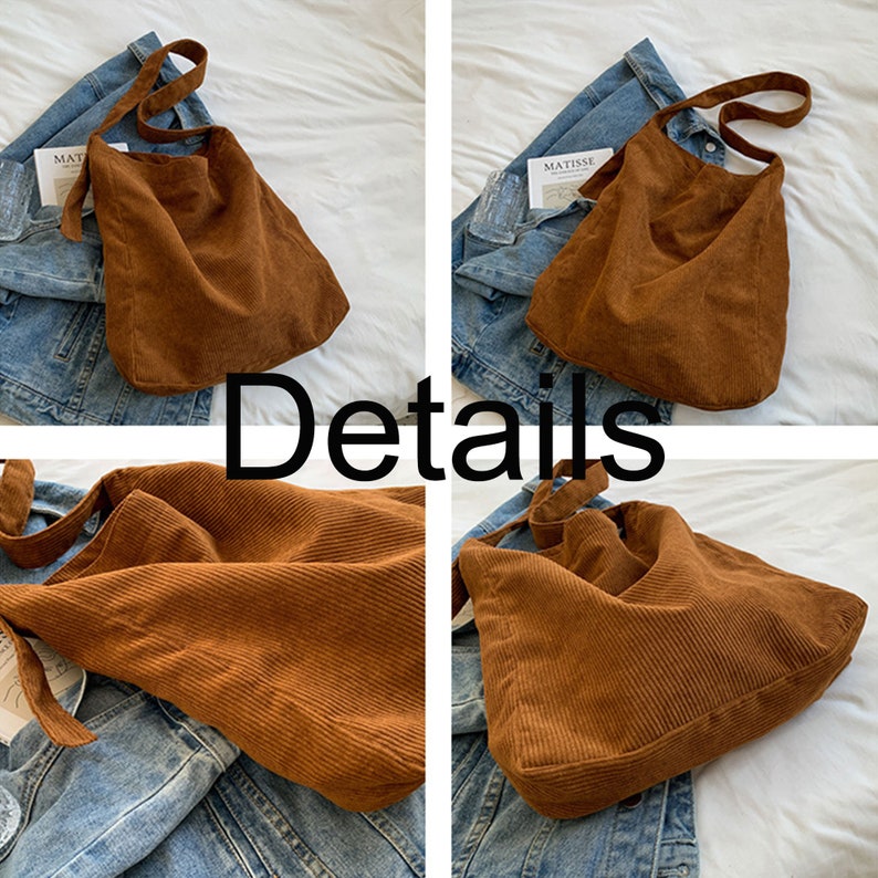 Tote Bag Corduroy Bag Everyday Crossbody Travel Vintage Eco Friendly Shoulder Bag for Women Gift for Her image 7