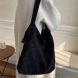 Tote Bag Corduroy Bag Everyday Crossbody Travel Vintage Eco Friendly Shoulder Bag for Women Gift for Her image 5