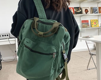 Zaino in tela da viaggio vintage di grande capacità Borsa retrò Borsa da viaggio in cotone Borsa in tela per donna Borsa per tutti i giorni Borsa da scuola Regalo per lei