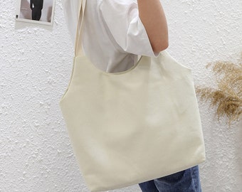 Grand sac fourre-tout coton toile unie sac à main vintage tote bag mode sac à bandoulière cadeaux pour son sac weekender DIY personnalisé