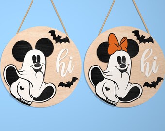 Cartello porta Halloween in formato SVG, cartello rotondo Halloween in formato SVG, gancio porta rotondo in formato SVG, topo Halloween in formato SVG, decorazioni Halloween, file pronto Glowforge