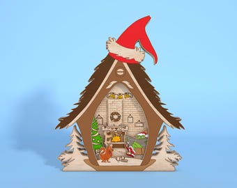 Mehrschichtige Weihnachtslaser-Schnitt-Datei-Svg, frohe Weihnachten stehende Schicht Holzschild-Svg, Grinchmas Holzschild, Weihnachtsdekor, Glowforge-Svg-Datei