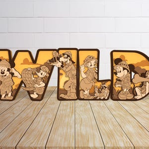 Multilayer Cartoon WILD Stand Svg, Funny Mouse Head Lasercut File Svg, Holiday Decor Standing Svg,Wooden Cartoon Svg, Holiday Decor