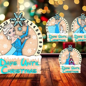 Snow Queen Countdown Ornament Svg, Days Until Christmas, Cartoon Character Lasercut File Svg, Christmas Wooden Decor, Countdown To Christmas