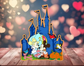 3D Multilayer Valentine's Day Castle Cut File Svg, Couple Mouse Standing Svg, Valentine Wooden Sign ,Valentine Gift, Cartoon Character Svg