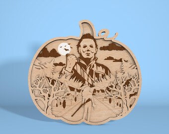 Pumpink Halloween Stand Laser Cut Datei svg, Film Horror Holzschild svg, Horror Charaktere svg, Halloween Dekor, Halloween Glowforge svg Datei