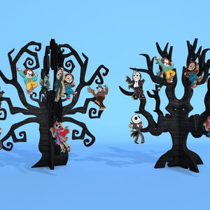 3D Halloween Tree SVG Bundle, Spooky Wooden Tree Decor Laser Cut File for Glowforge Cricut Silhouette, Haunted Scene Display