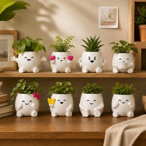 Cute Planter STL Bundle, Kawaii Plant Pot 3D Print Files, Funny Character Flower Pot, Indoor Plant Decor, Digital Download
