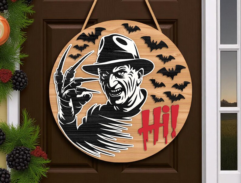 Horror Open Sign Scary Halloween Door Sign Laser Cut File, Horror Welcome Round SVG, 3mm ...