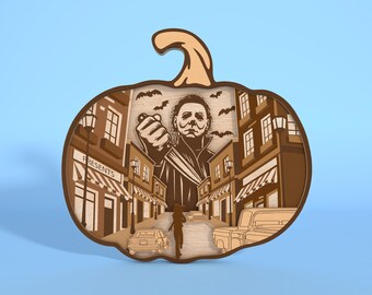 Pumpink Halloween Standing Layer Laser Cut Datei svg, Horror Charaktere svg, Film Horror Holzschild svg, Halloweendekor, Glowforge svg