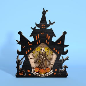 Halloween Film Standing Layer Laser Cut Datei svg, lustiges Halloween Holzschild svg, Halloween Charaktere svg, Halloweendekor, Glowforge svg datei