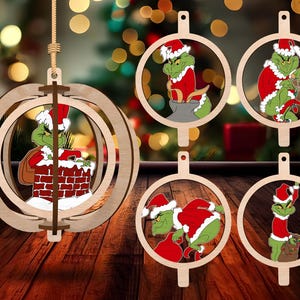 Merry Grinchmas Ornament Laser Cut File Svg,3D Christmas Wood Sign Svg ,Christmas Characters Ornament Svg,Christmas Decor,Glowforge Svg File