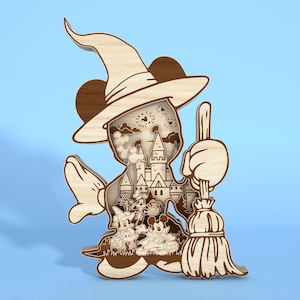 3D wielowarstwowy Halloween stojący Svg, kreskówkowy plik laserowo wycinany z drewna, wesołego Halloween laserowo wycinany, dekoracja Halloween Svg, Halloween Glowforge Svg