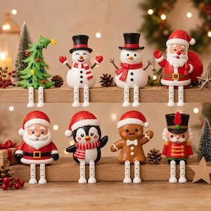 Jul Flexi Bundle STL, Julfigurer 3MF-fil, Jultomte Snögubbe Juldekor, 3D-utskrivbar digital nedladdning