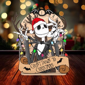Cartello in legno con conto alla rovescia per Natale, calendario di Natale in formato SVG, giorni fino a Natale in formato SVG, conto alla rovescia per Natale in formato SVG, file SVG Glowforge
