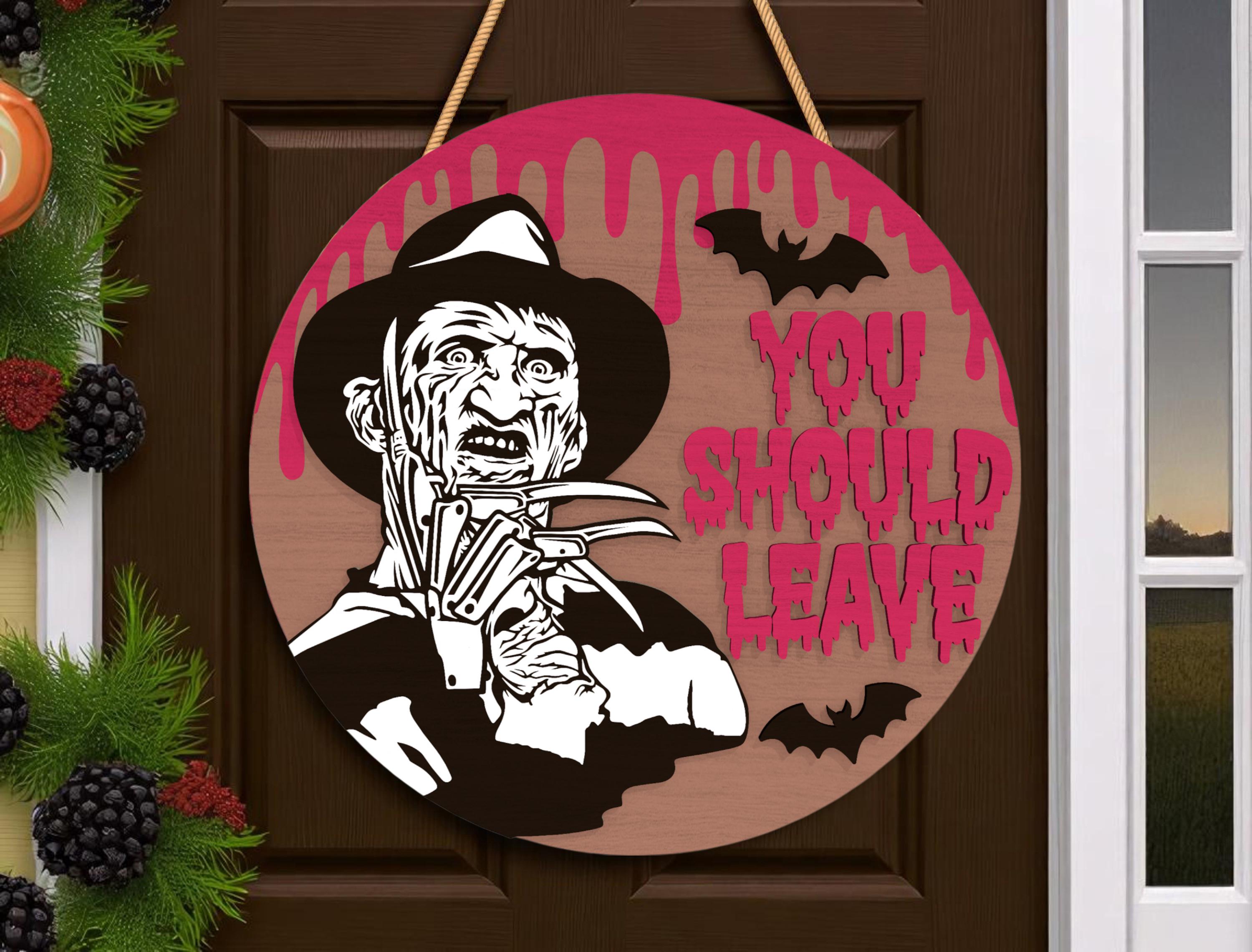 Horror Open Sign Scary Door Sign SVG, Horror Welcome Sign Laser Cut File, Creepy ...