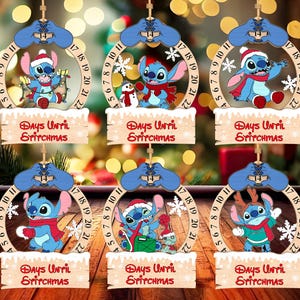 Merry Stitchmas Countdown Svg, Days Until Christmas, Countdown To Christmas, Cartoon Character Lasercut File Svg, Christmas Wooden Ornament