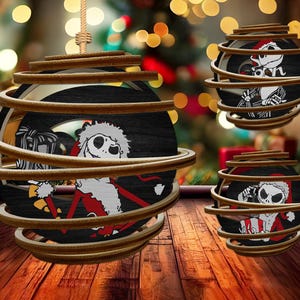 Merry Christmas Spiral Ornament Svg, Cartoon Character Lasercut File Svg, Santa Claus Skeleton Svg, Wooden Christmas Bauble, Holiday Decor