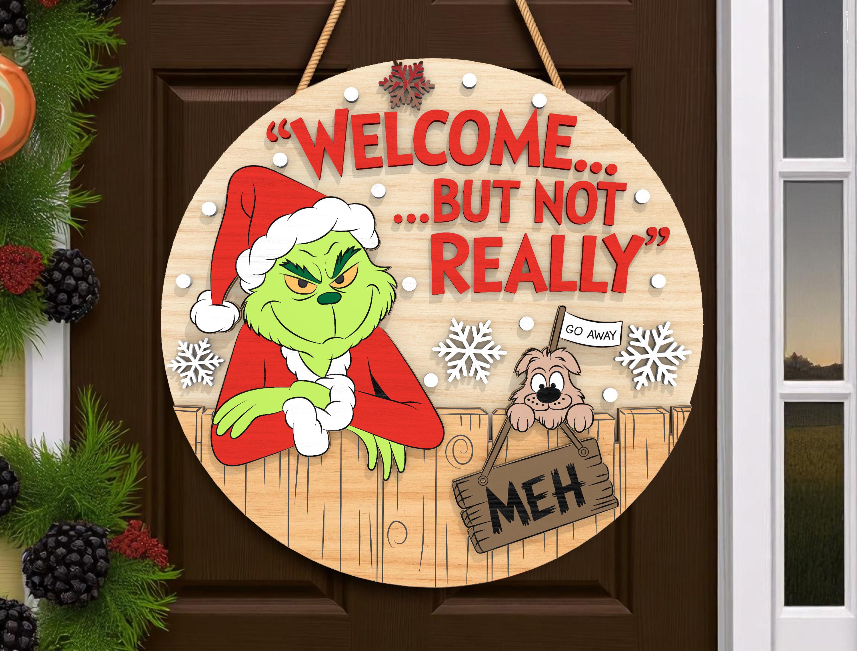 Funny Christmas Door Sign Laser Cut File, Holiday Welcome but Not ...