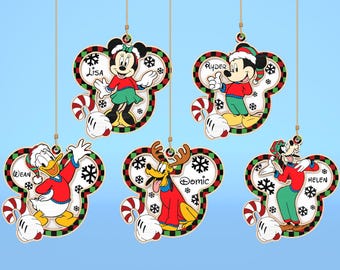 Personalized Cartoon Christmas Ornament Cut File Svg, Mouse Head Layer Cut File, Christmas Ornament Svg,Christmas Decor,Glowforge Svg File