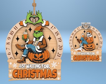 Christmas Countdown Ornament Laser Cut Svg, Grinchmas Ornament Svg,Christmas Calendar Ornament Svg,Days Until Christmas Svg ,Glowforge Files