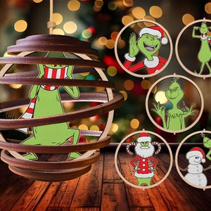 Christmas Spiral Ornament Laser Cut File Svg,Christmas Characters Ornament Svg,Movie Christmas Wood Sign Svg ,Christmas Decor,Glowforge File