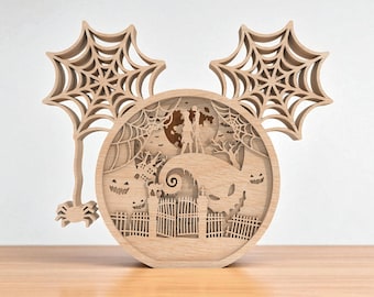 Telaraña de Halloween en capas SVG, archivo de corte láser de madera 3D para Glowforge, Cricut, Silhouette, decoración de casas embrujadas, descarga digital