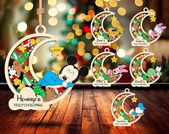 Personalized Name Christmas Ornament Cut File Svg, Baby Mouse Layer Cut File, Cartoon Christmas Ornament Svg, Christmas Gift ,Glowforge File