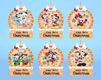 Countdown Christmas Ornament Laser Cut Svg,Days Until Christmas Svg ,Christmas Calendar Ornament Svg, Mouse And Friends Svg,Glowforge Files
