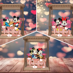 Happy Valentine's Day gepersonaliseerde paar muis staande Svg, naam aanpassen Lasercut bestand Svg, houten mooie schommel, stripfiguur Svg