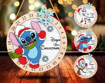 Kerst Countdown deur teken lasergesneden bestand Svg, ronde deur Hanger Svg, kerstversiering, dagen tot Kerstmis teken Svg, Decor van Kerstmis