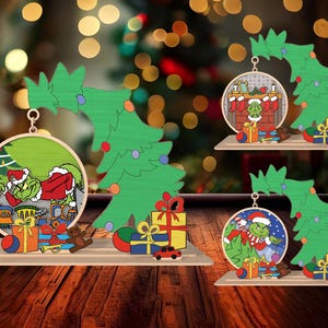 Merry Grinchmas Standing Wood Sign Lasercut File Svg ,Cartoon Characters Christmas Svg,Christmas Glowforge Svg File,Digital Wood Download