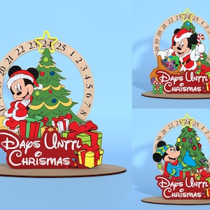 Cartoon Christmas Countdown Standing Wood Sign Svg, Christmas Calendar Svg, Funny Mouse Svg ,Days Until Christmas Svg,Countdown To Christmas