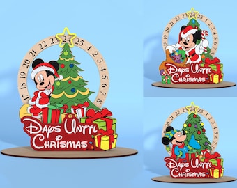 Cartoon Christmas Countdown Standing Wood Sign Svg, Christmas Calendar Svg, Funny Mouse Svg ,Days Until Christmas Svg,Countdown To Christmas
