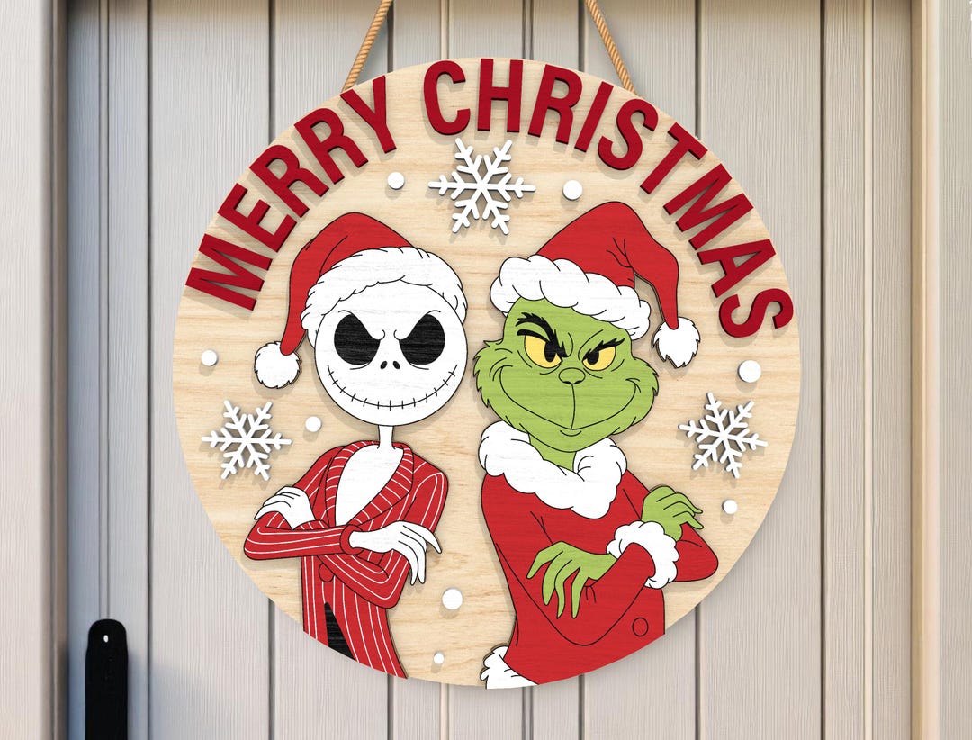 シャックシリーズ　クリスマス ジャック・スケリントンとグリンチのクリスマスサインSVG、メリー