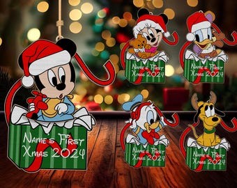 Personalized Cartoon Christmas Ornament Cut File Svg, Baby Mouse And Friends Ornament Svg, Christmas Svg,Christmas Decor,Glowforge Svg File