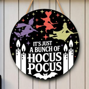 Just A Bunch of Magic Sign SVG, Halloween Witch Door Hanger, Laser Cut Wood Round Sign File, Spooky Quote SVG, Halloween Decor,Glowforge Svg