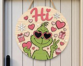 Cute Valentine Peace Sign Door Hanger SVG, Heart Wooden Sign Laser Cut File, Love Greeting Decor Glowforge File Download
