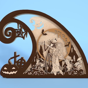 File di taglio laser a strati di "Film di Halloween" in formato SVG, personaggi di Halloween in formato SVG, cartello in legno divertente di Halloween in formato SVG, decorazioni di Halloween, file Glowforge