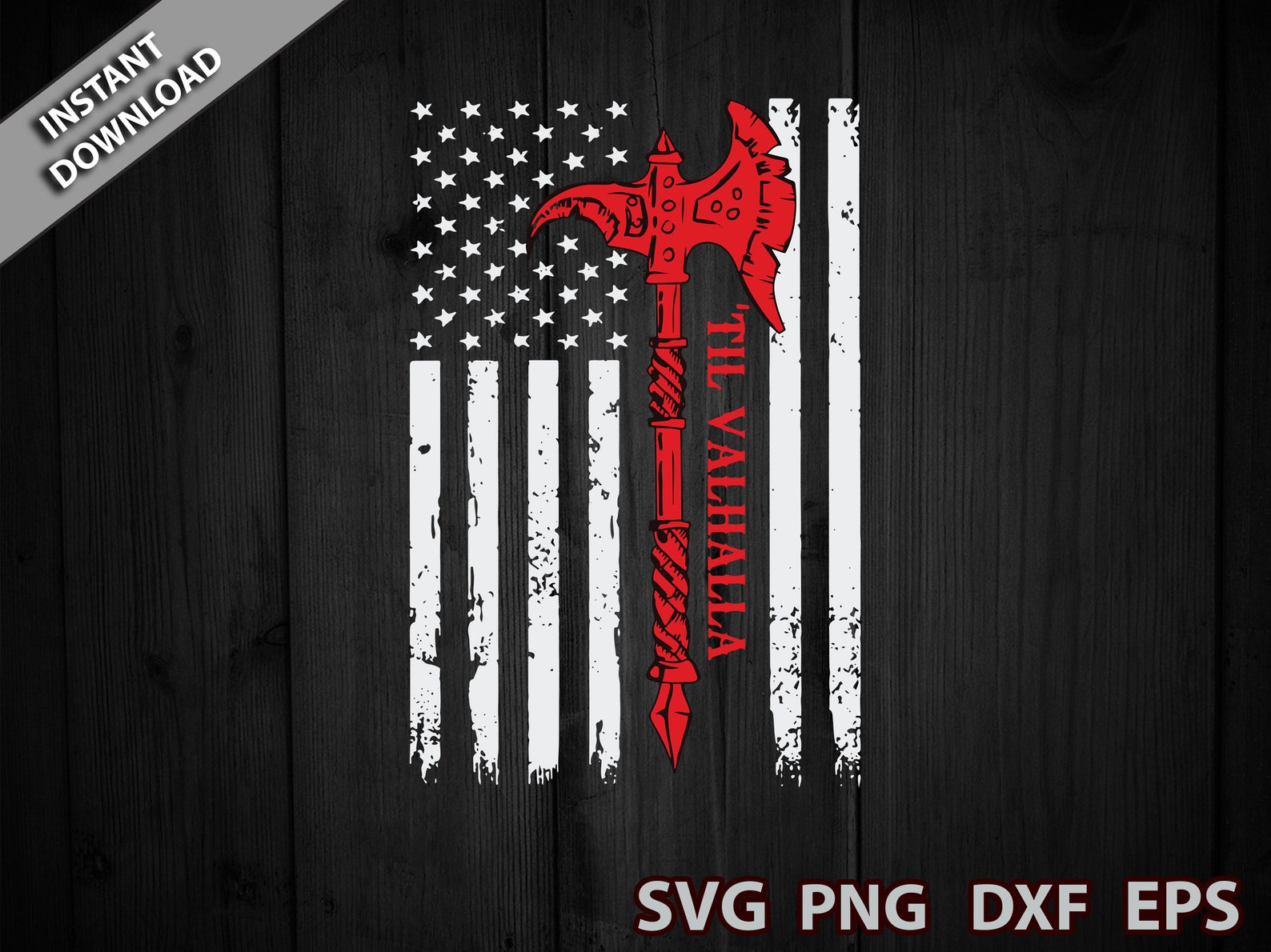 American Viking Axe Flag Til Valhalla Veteran USA Patriotic Etsy