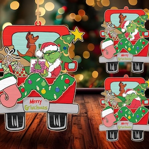 3D Christmas Ornament Laser Cut File Svg,Christmas Characters Ornament Svg,Merry Grinchmas Wood Sign Svg ,Christmas Decor,Glowforge Svg File