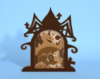 Halloween Film Standing Layer Laser Cut Datei svg, lustiges Halloween Holzschild svg, Halloween Charaktere svg, Halloweendekor, Glowforge svg datei