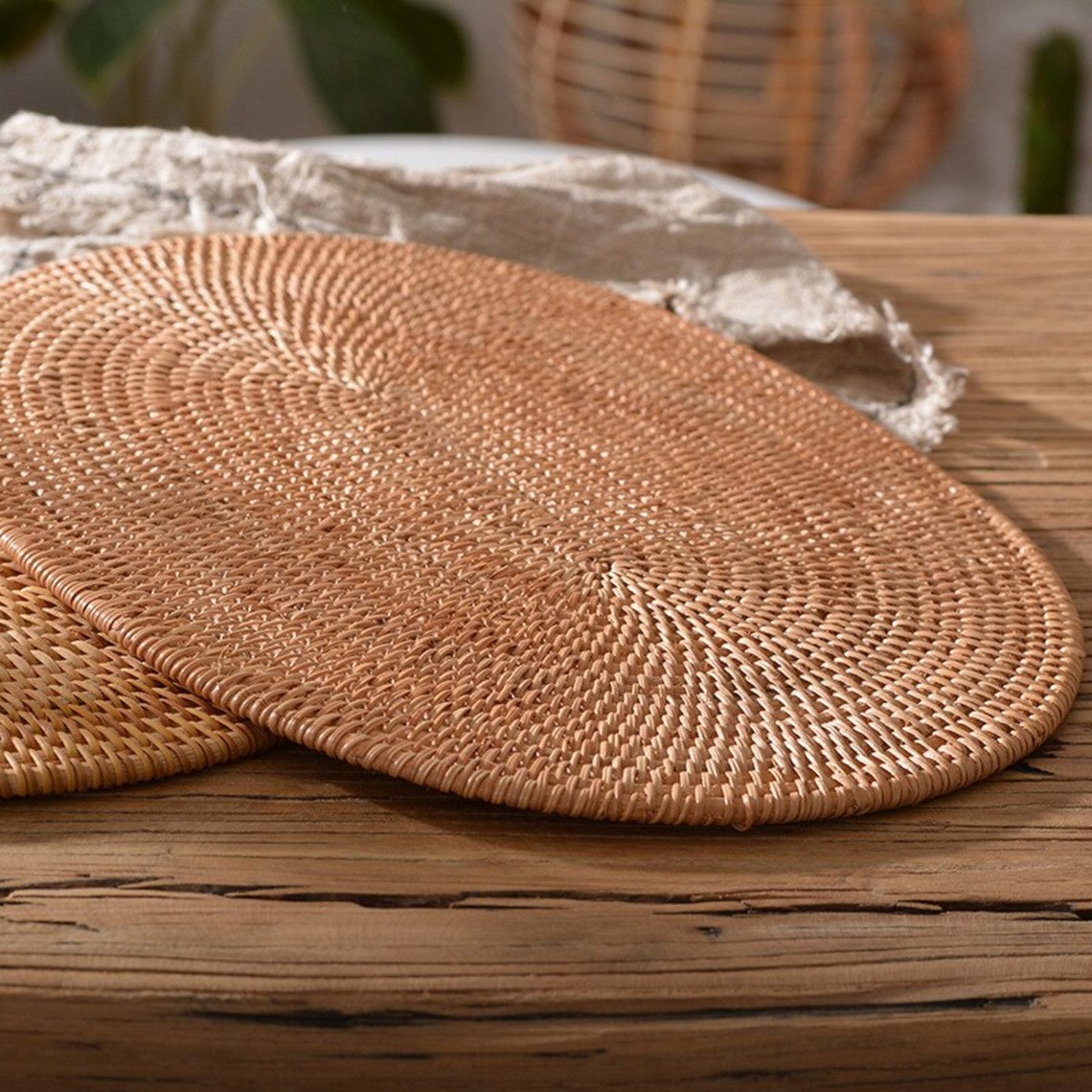 Oval Round Rattan Placemats Natural Rattan HandWoven Etsy