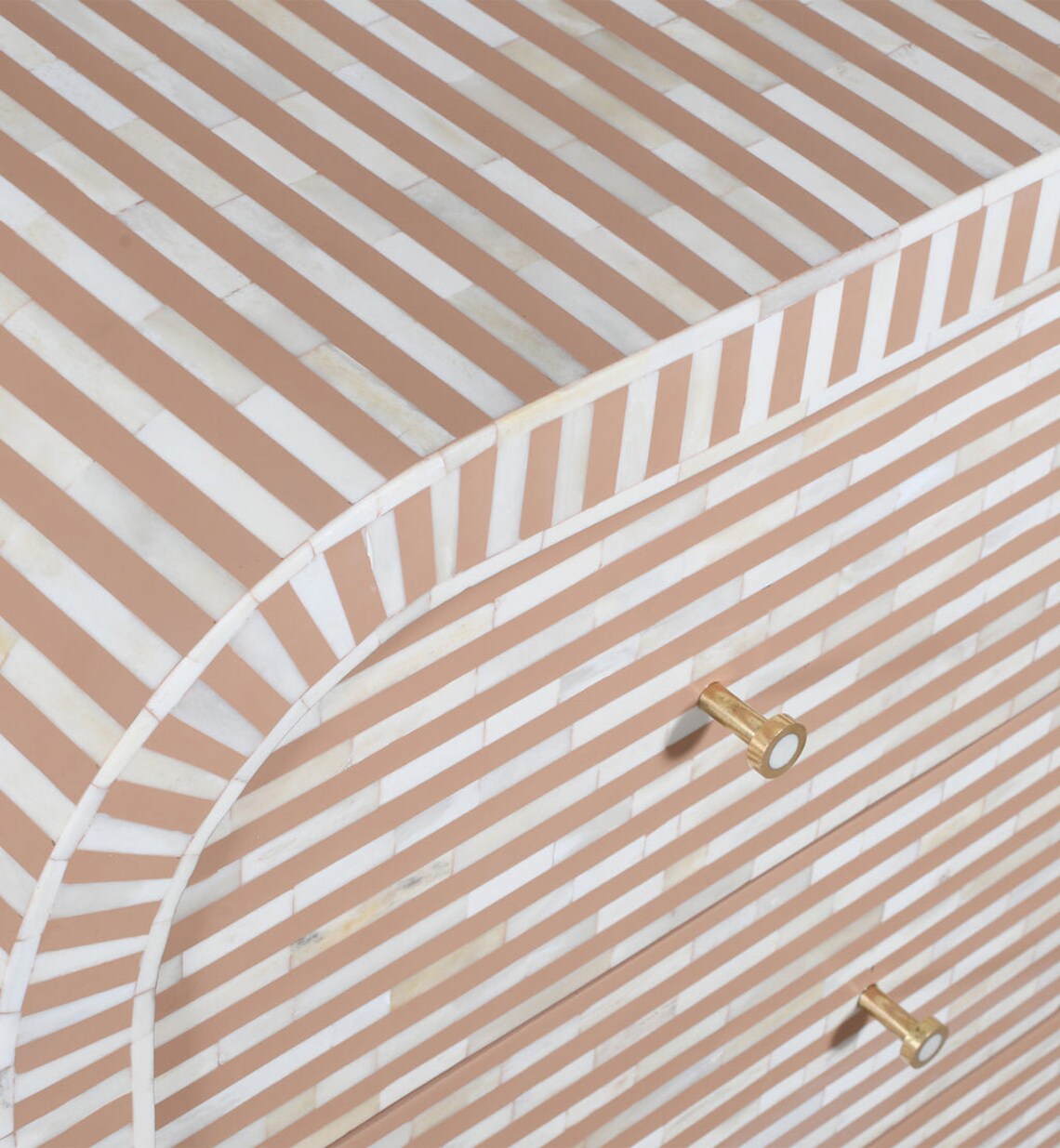 Bone Inlay 7 Drawer Waterfall Design Chest of Drawer Blush Pink, Bone ...