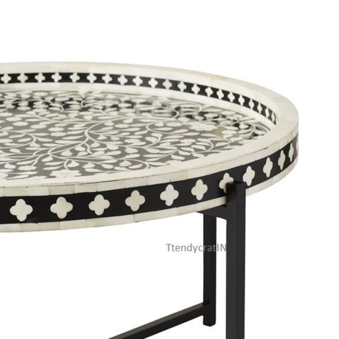 Bone Inlay Round Coffee Table Black and White Bone Inlay Etsy