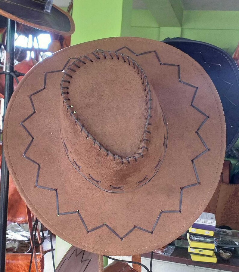 Vintage Leather Cowboy Hat | Etsy