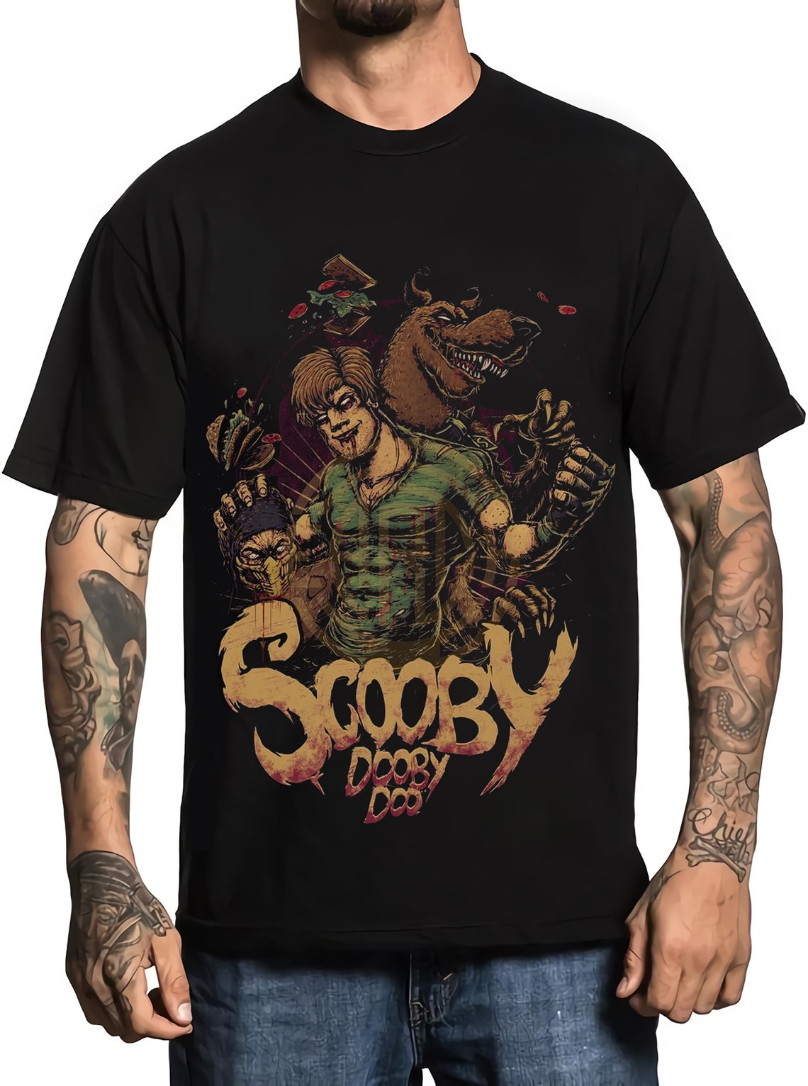 Scoobydoo Horror TShirt Scooby and Shaggy Horror Tee Etsy