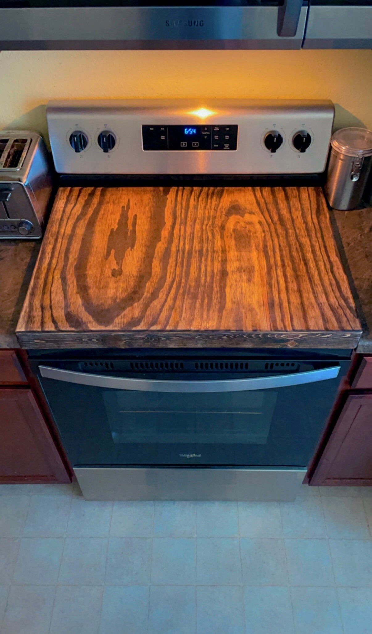 Dual-purpose Bamboo Stovetop cover workspace and Countertop cutting Board  with adjustable legs - Cutting Boards, Facebook Marketplace